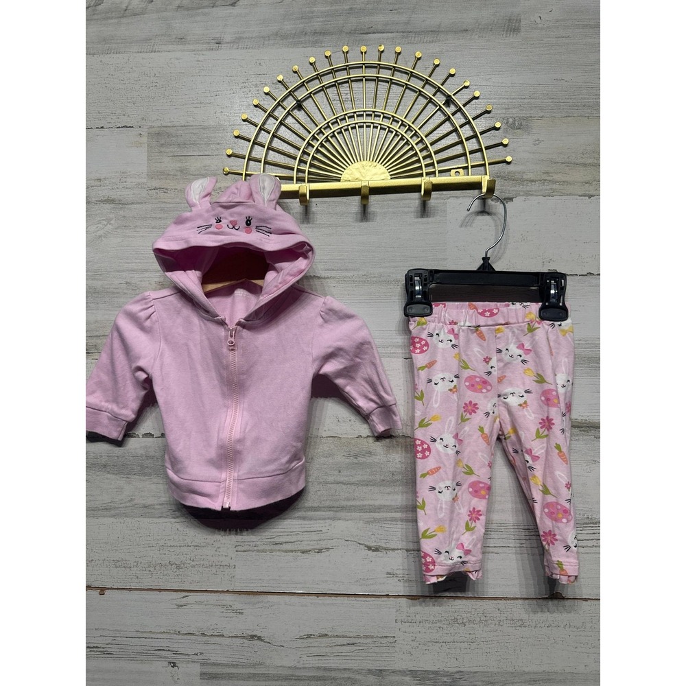 Bundles Hoodie Leggings Set Girls 3-6m Pink Bunny Easter Outfit EUC